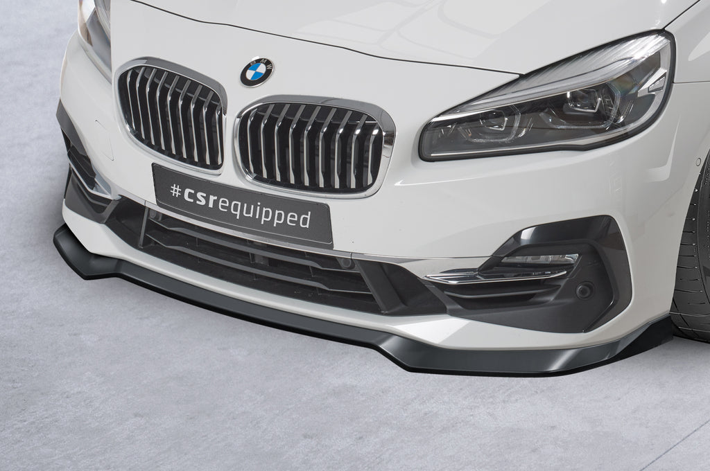 CSR Frontspoiler | Cup-Spoilerlippe mit ABE für BMW 2er (F45) Active Tourer CSL623-C Carbon Look Hochglanz (keine Lackierung erforderlich)