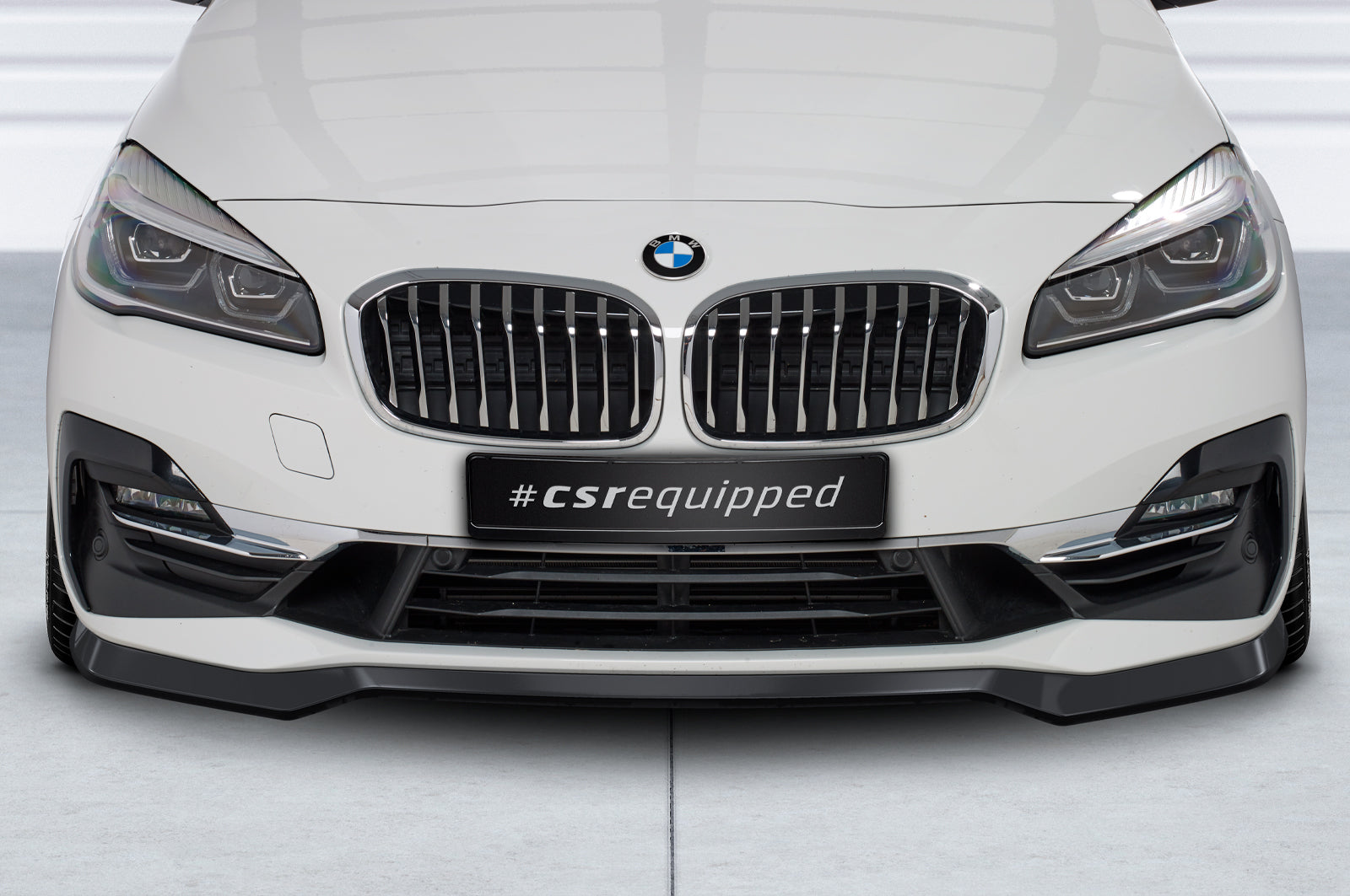 CSR Frontspoiler | Cup-Spoilerlippe mit ABE für BMW 2er (F45) Active Tourer CSL623-C Carbon Look Hochglanz (keine Lackierung erforderlich)