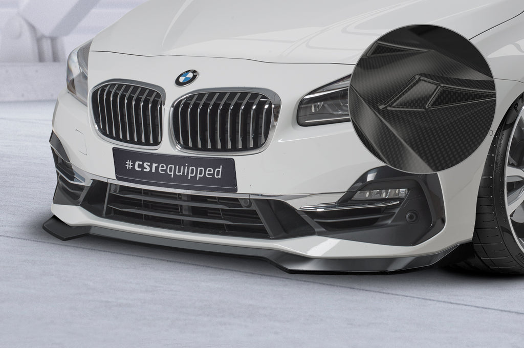 CSR Frontspoiler | Cup-Spoilerlippe mit ABE für BMW 2er (F45) Active Tourer CSL623-C Carbon Look Hochglanz (keine Lackierung erforderlich)