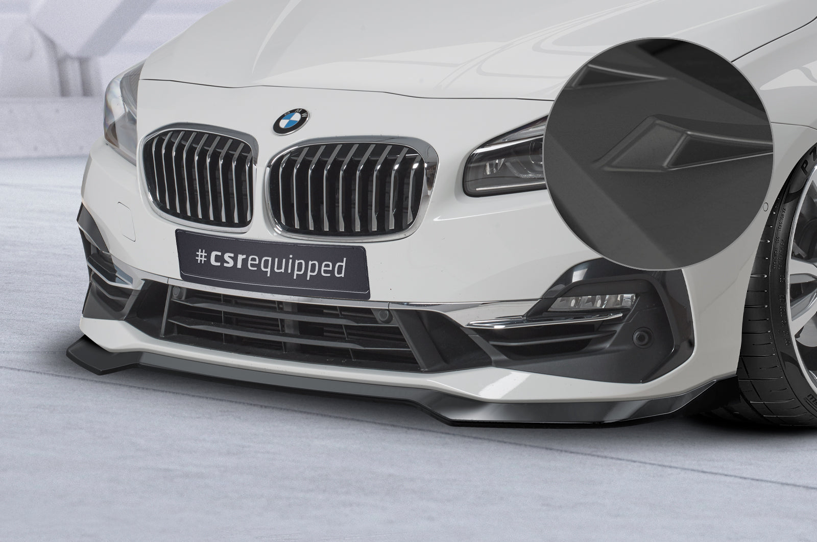 CSR Frontspoiler | Cup-Spoilerlippe mit ABE für BMW 2er (F45) Active Tourer CSL623-L Unlackiert roh (Lackierung erforderlich)