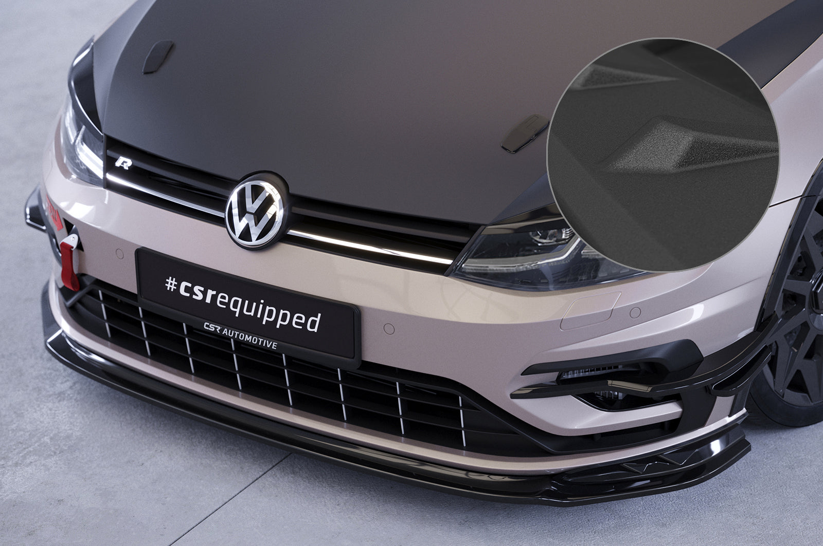 CSR Frontspoiler | Cup-Spoilerlippe mit ABE für VW Golf 7 (Typ AU) R CSL625-S Strukturiert schwarz matt (keine Lackierung erforderlich)