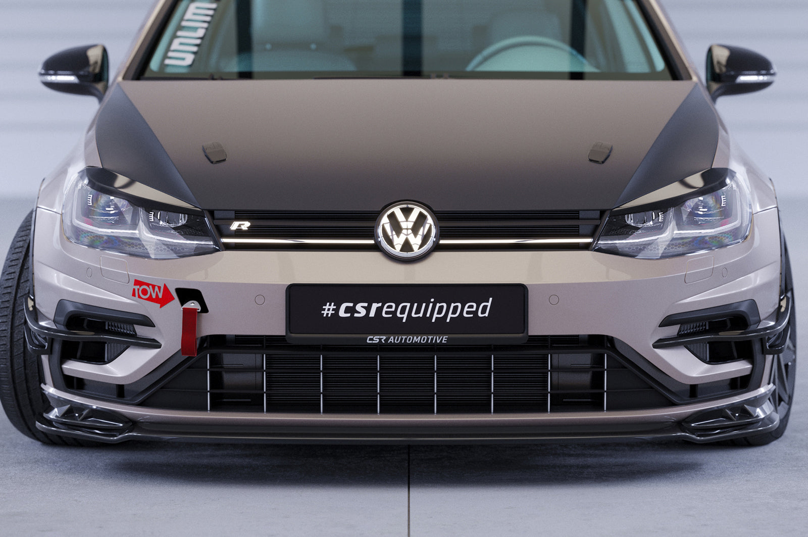 CSR Frontspoiler | Cup-Spoilerlippe mit ABE für VW Golf 7 (Typ AU) R CSL625-S Strukturiert schwarz matt (keine Lackierung erforderlich)