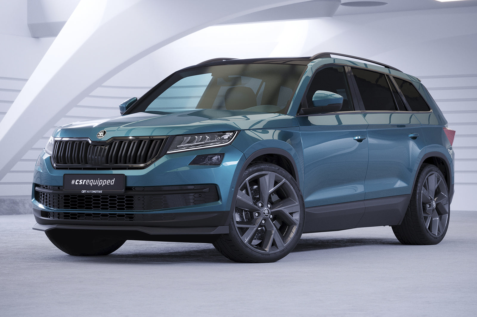 CSR Frontspoiler | Cup-Spoilerlippe mit ABE für Skoda Kodiaq CSL626-C Carbon Look Hochglanz (keine Lackierung erforderlich)