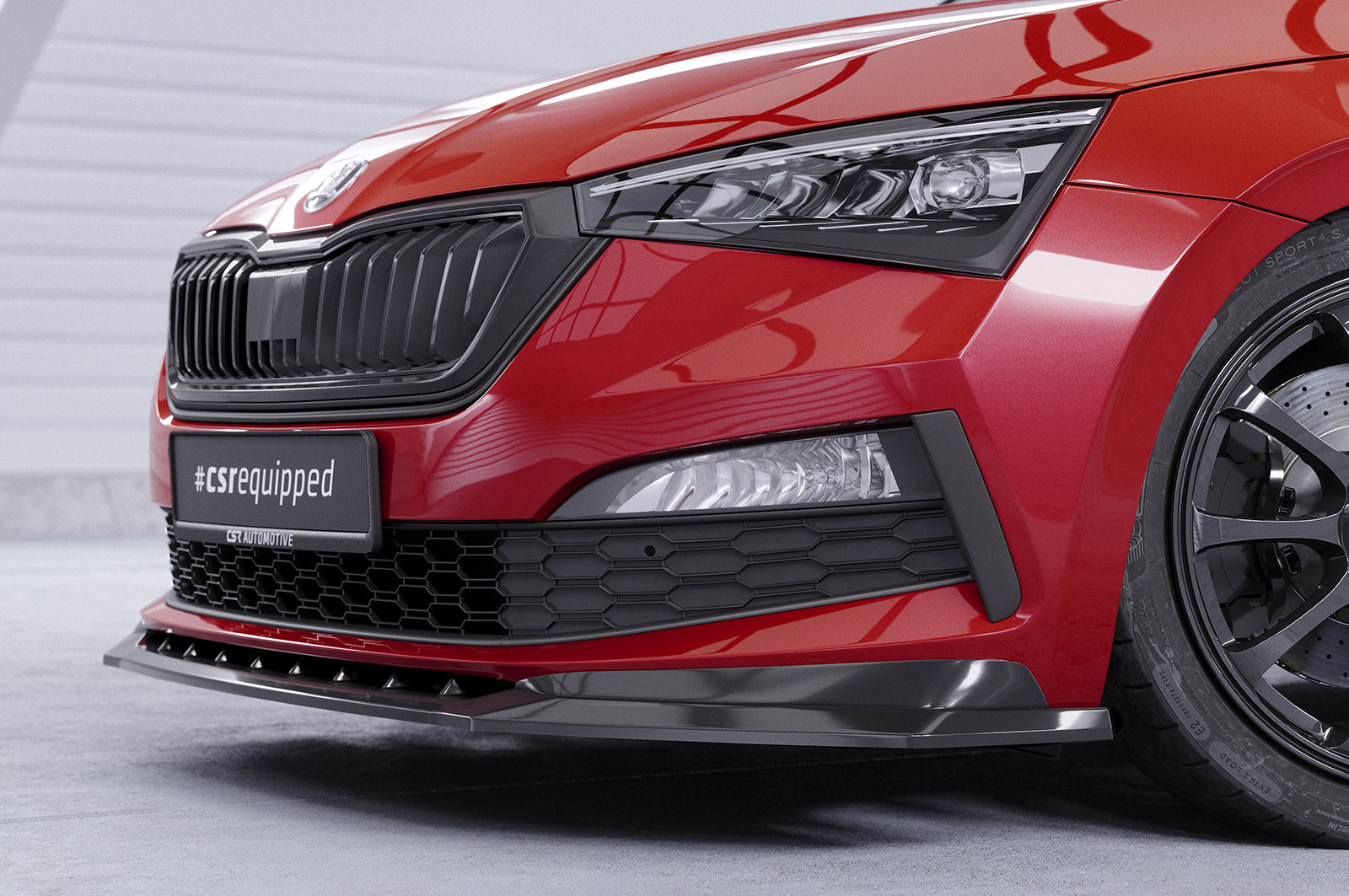 CSR Frontspoiler | Cup-Spoilerlippe mit ABE für Skoda Scala Monte Carlo CSL627-S Strukturiert schwarz matt (keine Lackierung erforderlich)