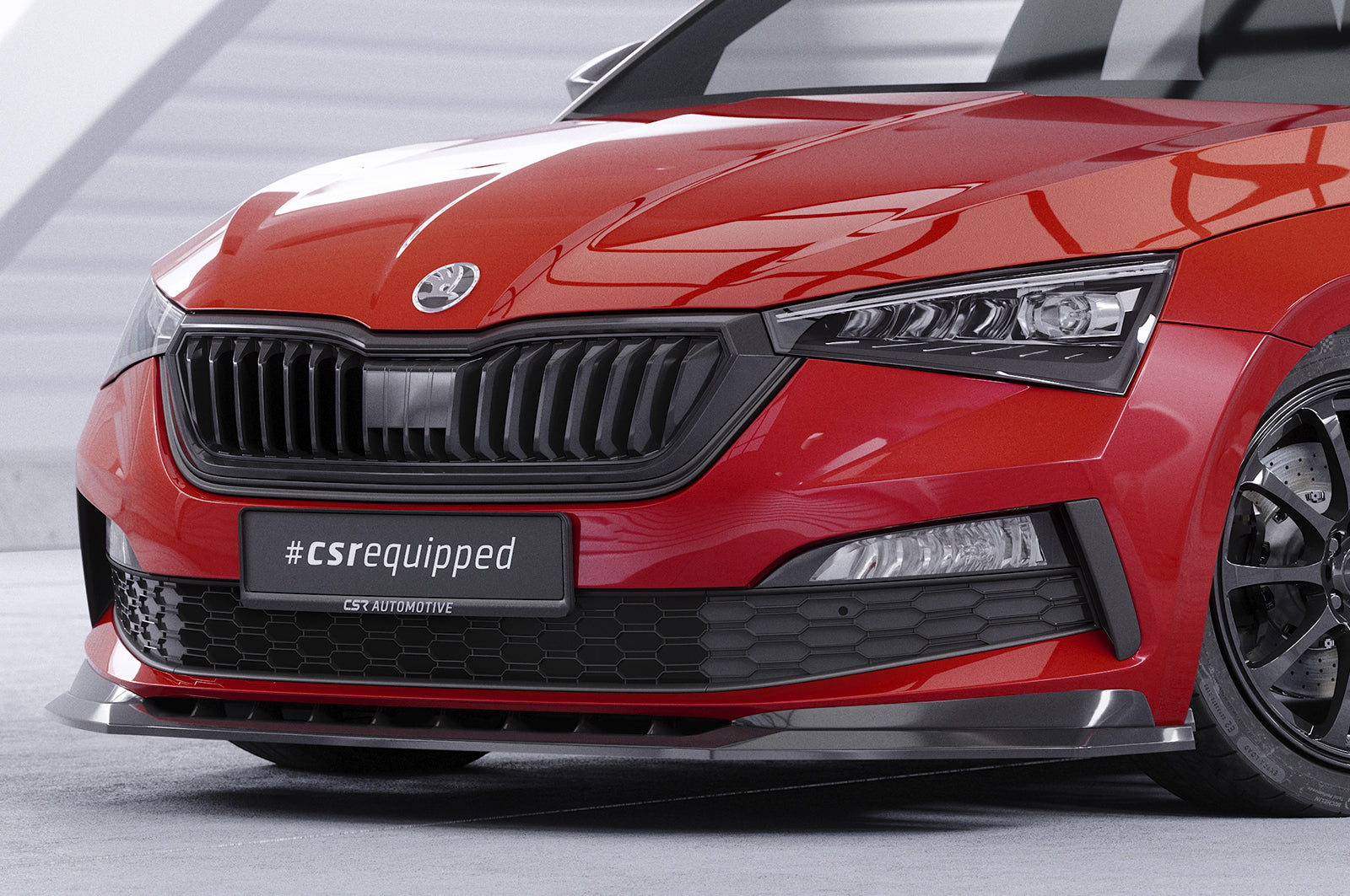 CSR Frontspoiler | Cup-Spoilerlippe mit ABE für Skoda Scala Monte Carlo CSL627-C Carbon Look Hochglanz (keine Lackierung erforderlich)
