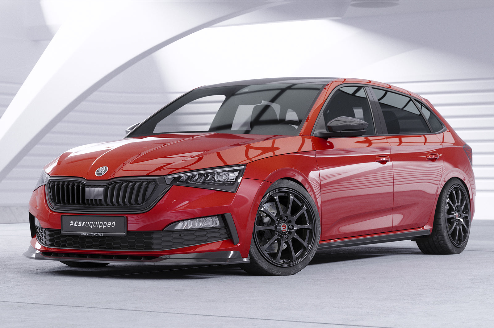 CSR Frontspoiler | Cup-Spoilerlippe mit ABE für Skoda Scala Monte Carlo CSL627-S Strukturiert schwarz matt (keine Lackierung erforderlich)