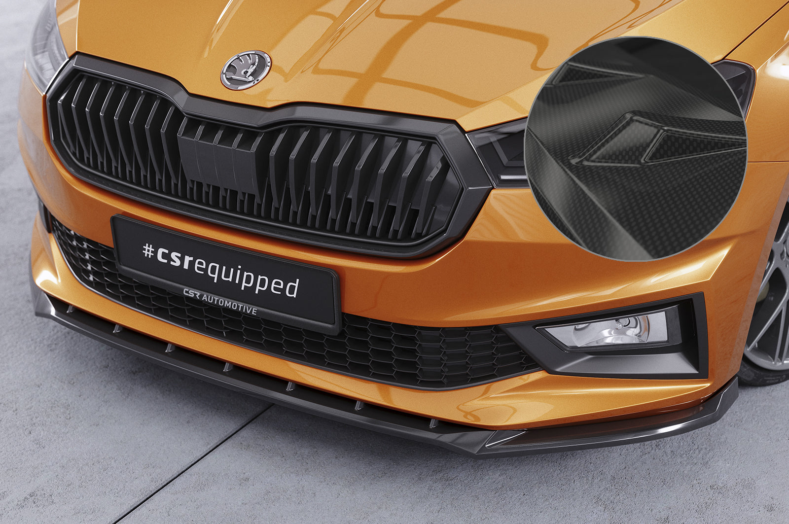 CSR Frontspoiler | Cup-Spoilerlippe mit ABE für Skoda Fabia 4 CSL630-C Carbon Look Hochglanz (keine Lackierung erforderlich)