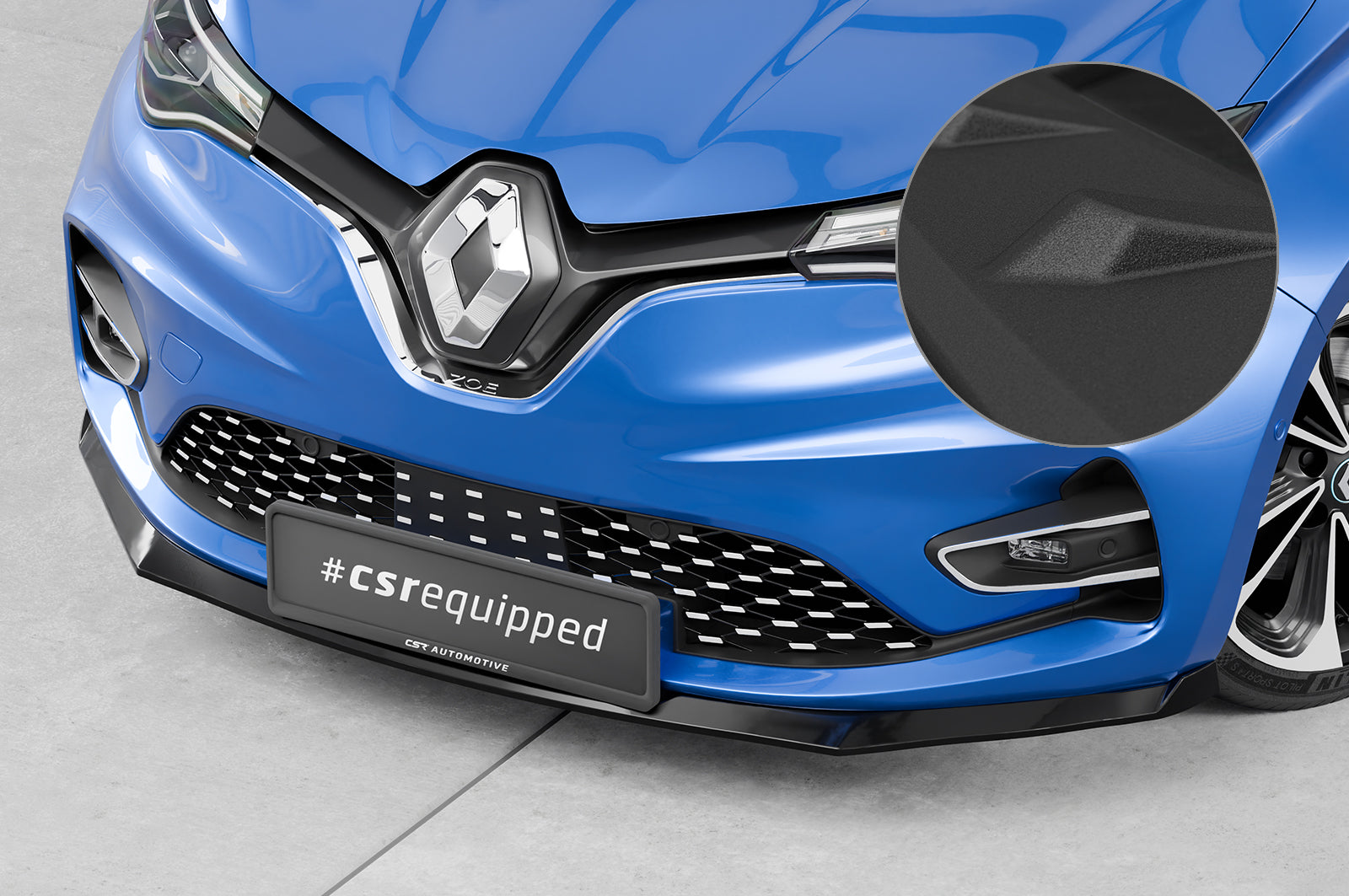 CSR Frontspoiler | Cup-Spoilerlippe mit ABE für Renault Zoe CSL632-S Strukturiert schwarz matt (keine Lackierung erforderlich)
