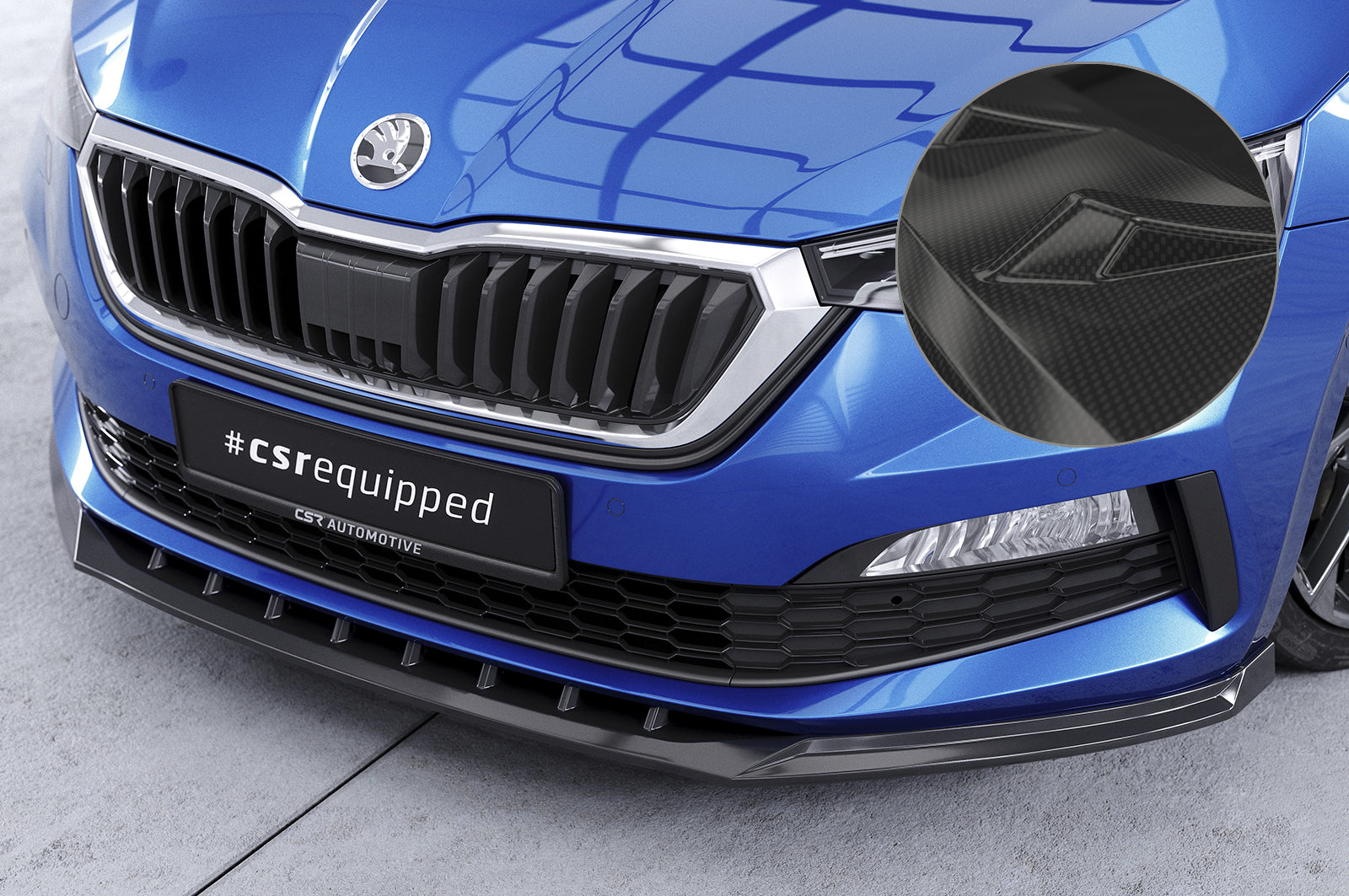 CSR Frontspoiler | Cup-Spoilerlippe mit ABE für Skoda Scala CSL633-C Carbon Look Hochglanz (keine Lackierung erforderlich)
