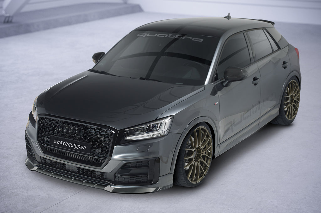 CSR Frontspoiler | Cup-Spoilerlippe mit ABE für Audi Q2 (Typ GA) S-Line CSL644-C Carbon Look Hochglanz (keine Lackierung erforderlich)
