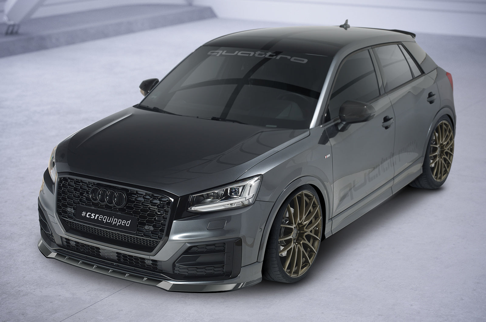 CSR Frontspoiler | Cup-Spoilerlippe mit ABE für Audi Q2 (Typ GA) S-Line CSL644-C Carbon Look Hochglanz (keine Lackierung erforderlich)