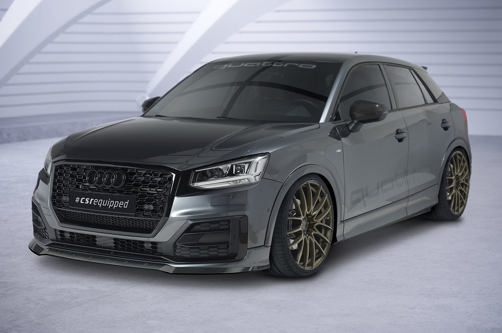 CSR Frontspoiler | Cup-Spoilerlippe mit ABE für Audi Q2 (Typ GA) S-Line CSL644-C Carbon Look Hochglanz (keine Lackierung erforderlich)