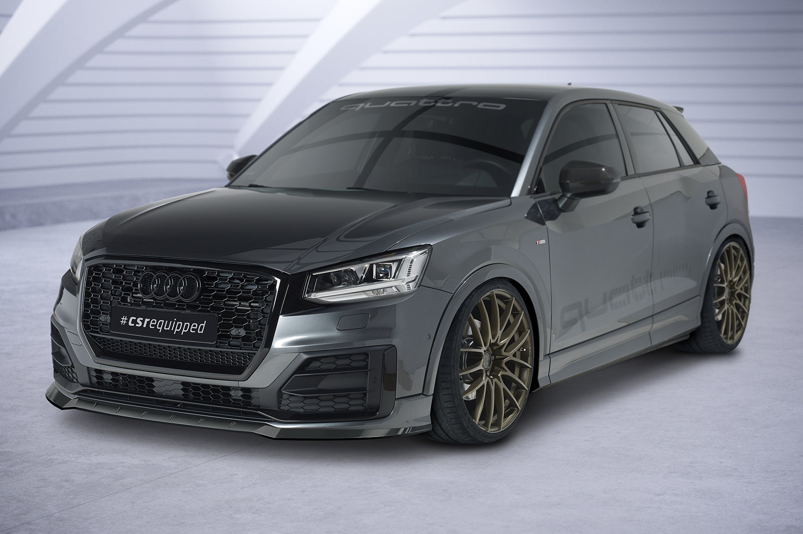 CSR Frontspoiler | Cup-Spoilerlippe mit ABE für Audi Q2 (Typ GA) S-Line CSL644-C Carbon Look Hochglanz (keine Lackierung erforderlich)