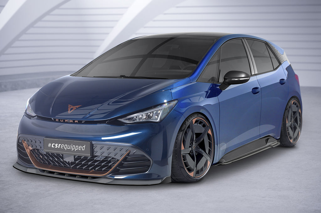 CSR Frontspoiler | Cup-Spoilerlippe mit ABE für Cupra Born CSL645-C Carbon Look Hochglanz (keine Lackierung erforderlich)