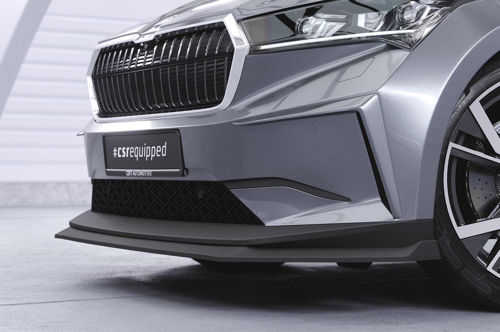 CSR Frontspoiler | Cup-Spoilerlippe mit ABE für Skoda Enyaq iV CSL647-C Carbon Look Hochglanz (keine Lackierung erforderlich)