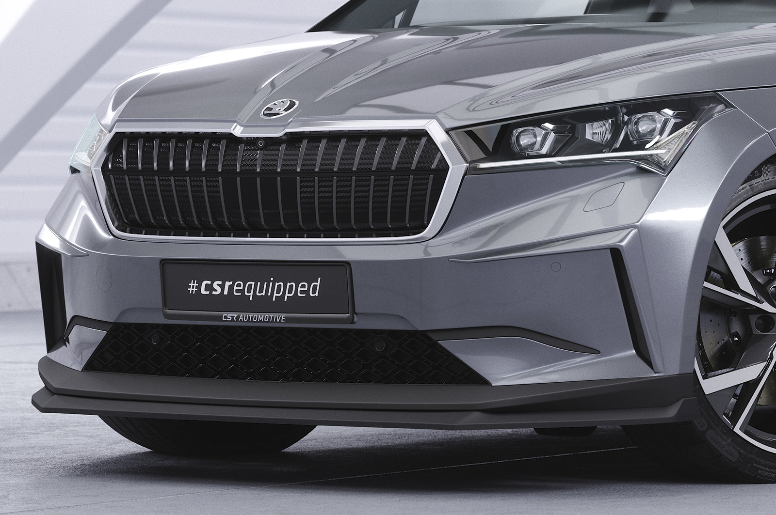 CSR Frontspoiler | Cup-Spoilerlippe mit ABE für Skoda Enyaq iV CSL647-C Carbon Look Hochglanz (keine Lackierung erforderlich)
