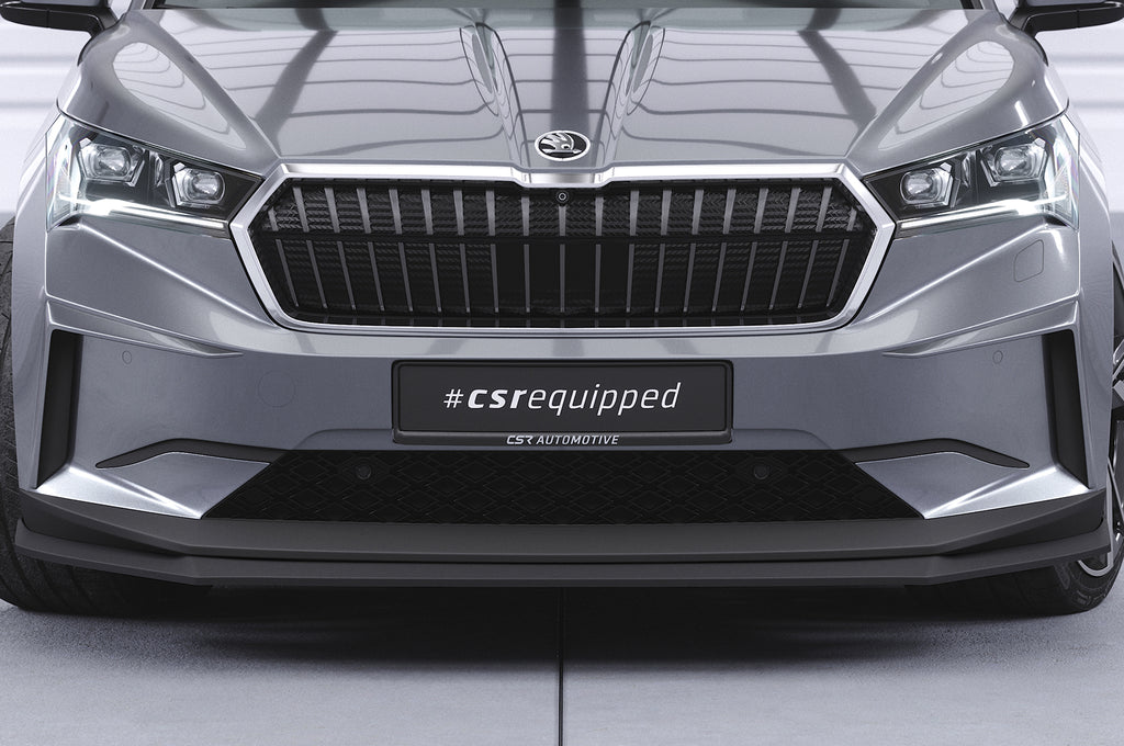 CSR Frontspoiler | Cup-Spoilerlippe mit ABE für Skoda Enyaq iV CSL647-C Carbon Look Hochglanz (keine Lackierung erforderlich)