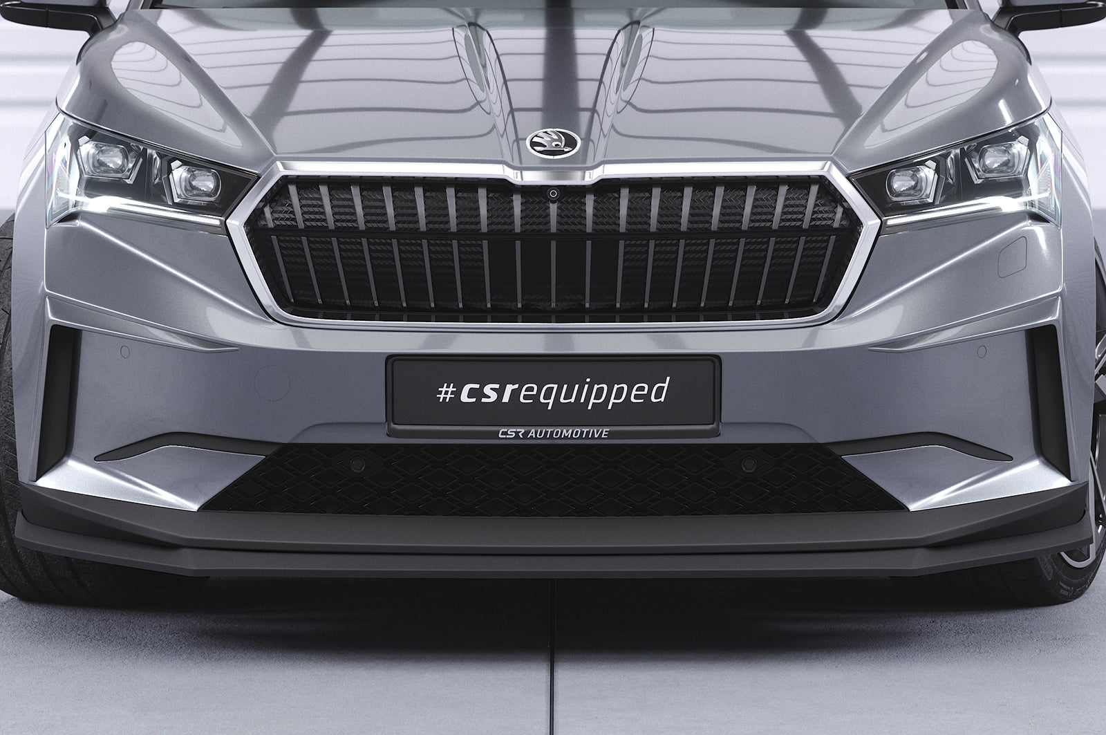 CSR Frontspoiler | Cup-Spoilerlippe mit ABE für Skoda Enyaq iV CSL647-C Carbon Look Hochglanz (keine Lackierung erforderlich)