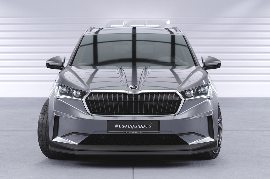 CSR Frontspoiler | Cup-Spoilerlippe mit ABE für Skoda Enyaq iV CSL647-C Carbon Look Hochglanz (keine Lackierung erforderlich)