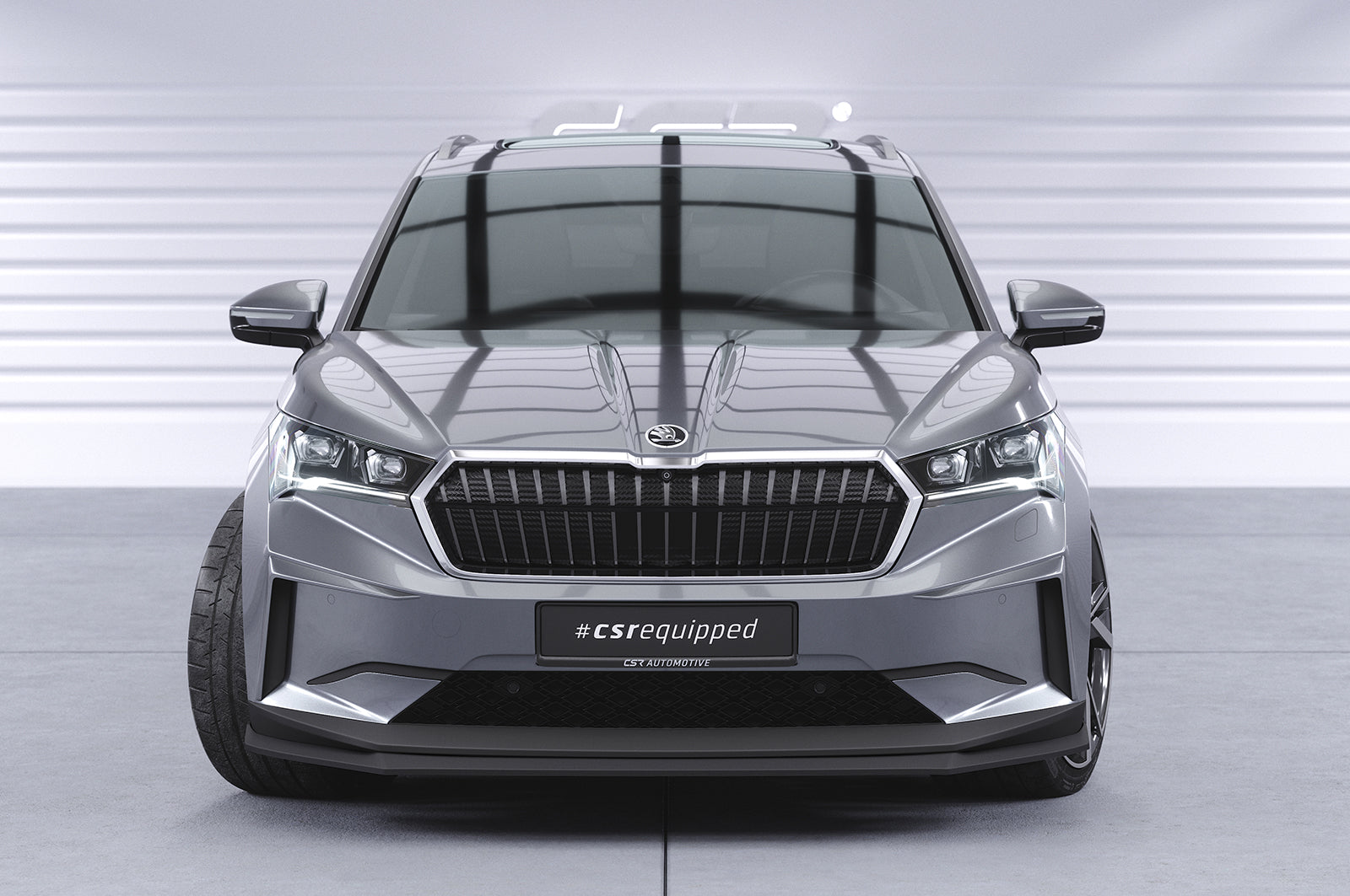 CSR Frontspoiler | Cup-Spoilerlippe mit ABE für Skoda Enyaq iV CSL647-C Carbon Look Hochglanz (keine Lackierung erforderlich)
