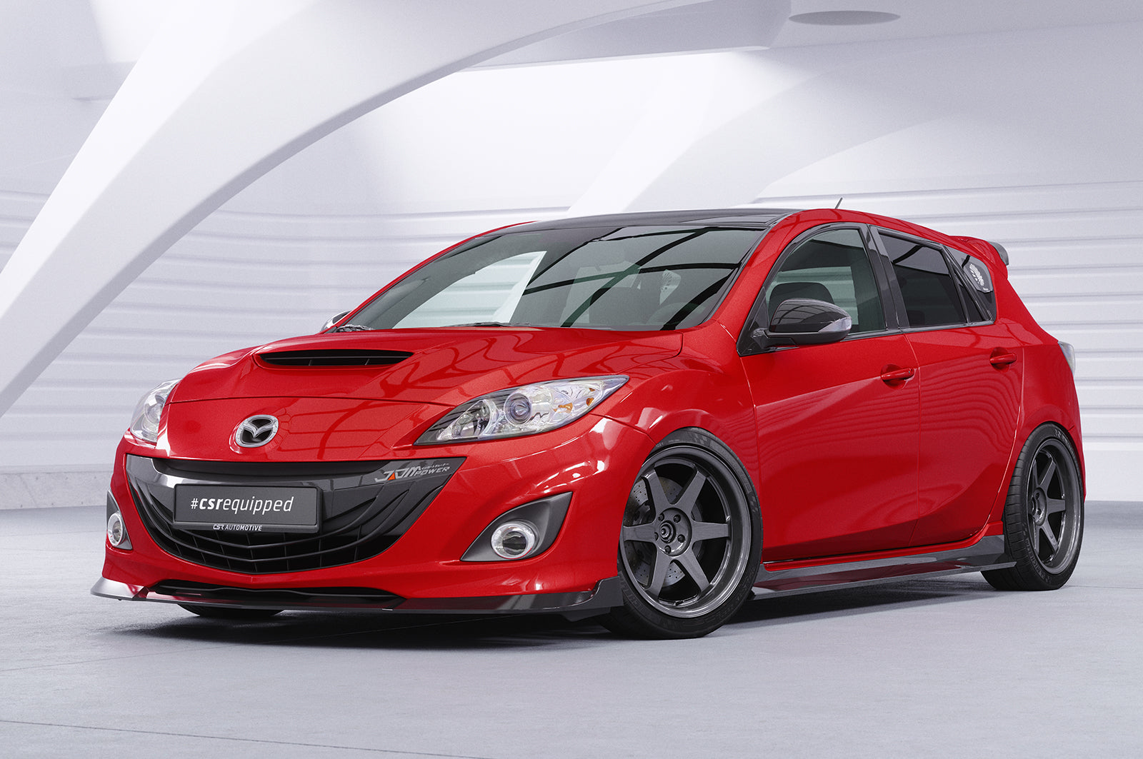 CSR Frontspoiler | Cup-Spoilerlippe mit ABE für Mazda 3 (Typ BL) MPS CSL650-C Carbon Look Hochglanz (keine Lackierung erforderlich)