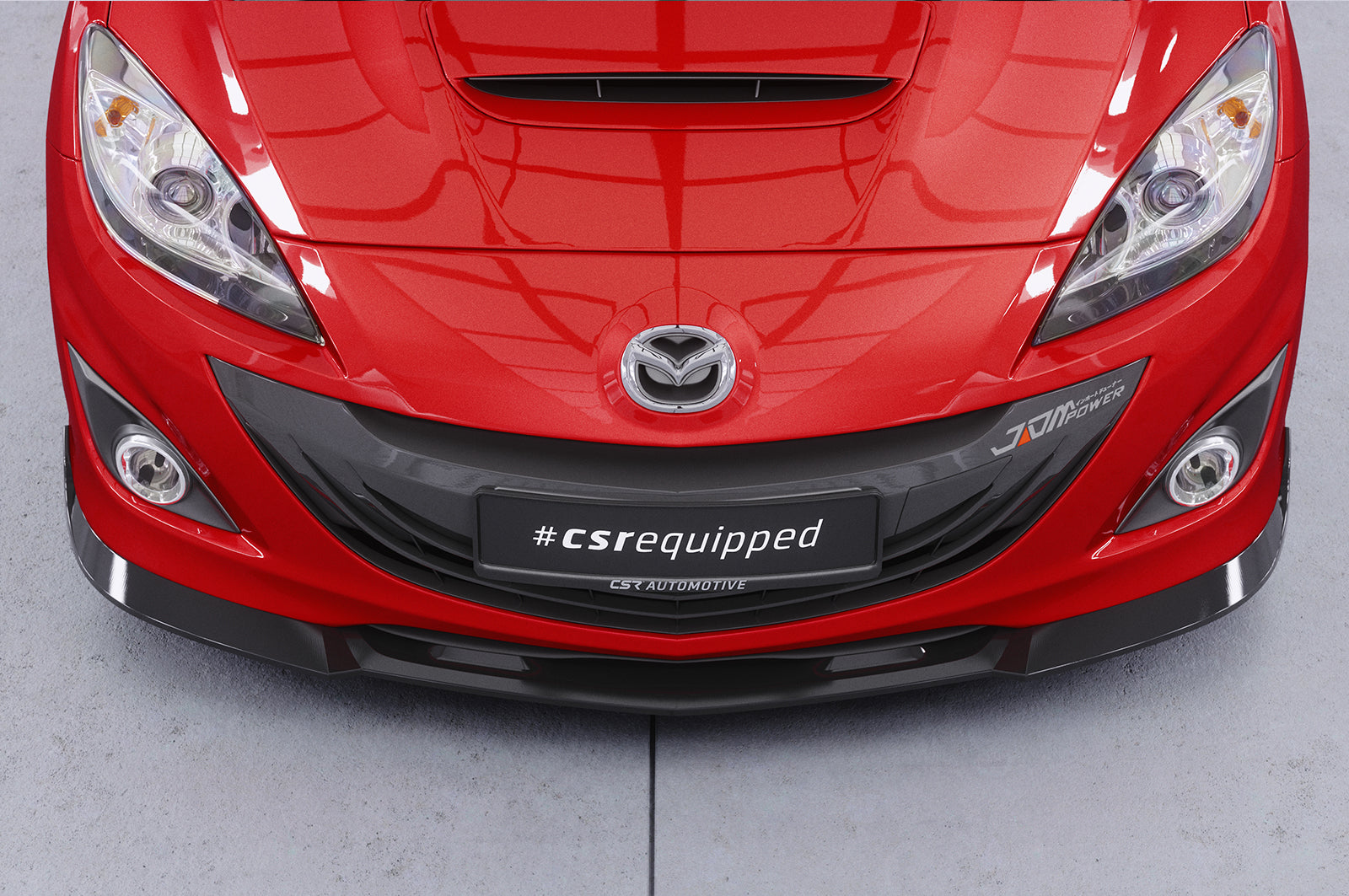 CSR Frontspoiler | Cup-Spoilerlippe mit ABE für Mazda 3 (Typ BL) MPS CSL650-C Carbon Look Hochglanz (keine Lackierung erforderlich)