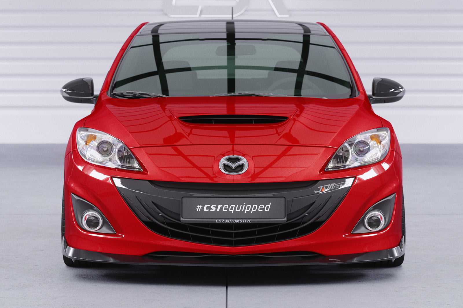 CSR Frontspoiler | Cup-Spoilerlippe mit ABE für Mazda 3 (Typ BL) MPS CSL650-C Carbon Look Hochglanz (keine Lackierung erforderlich)