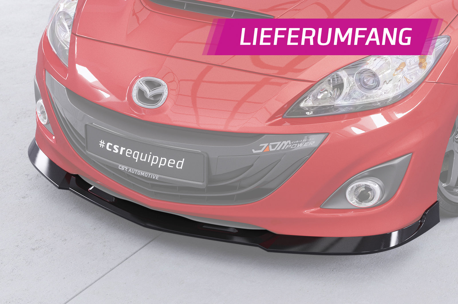 CSR Frontspoiler | Cup-Spoilerlippe mit ABE für Mazda 3 (Typ BL) MPS CSL650-C Carbon Look Hochglanz (keine Lackierung erforderlich)