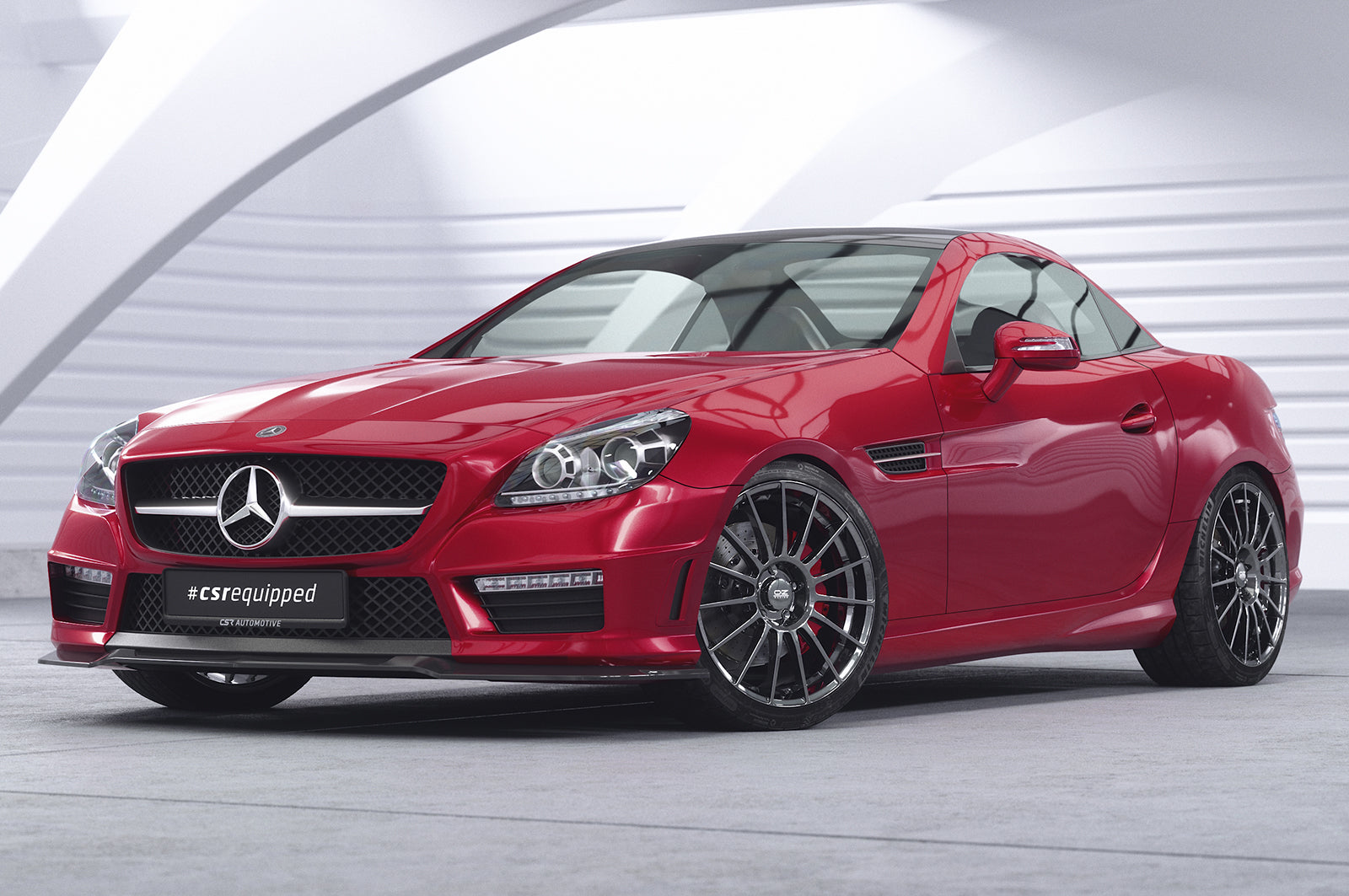 CSR Frontspoiler | Cup-Spoilerlippe mit ABE für Mercedes-Benz SLK R172 AMG-Line CSL655-S Strukturiert schwarz matt (keine Lackierung erforderlich)