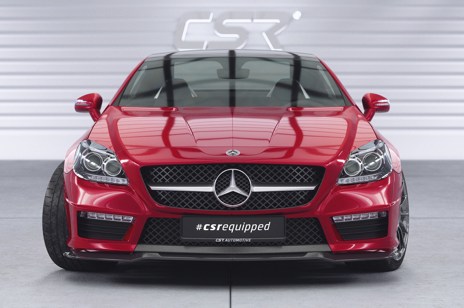 CSR Frontspoiler | Cup-Spoilerlippe mit ABE für Mercedes-Benz SLK R172 AMG-Line CSL655-G Glossy schwarz Hochglanz (keine Lackierung erforderlich)