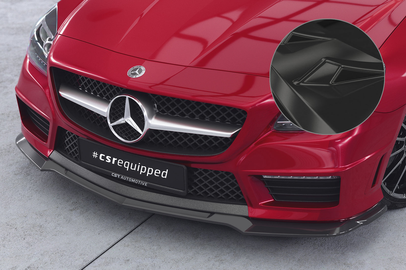 CSR Frontspoiler | Cup-Spoilerlippe mit ABE für Mercedes-Benz SLK R172 AMG-Line CSL655-G Glossy schwarz Hochglanz (keine Lackierung erforderlich)