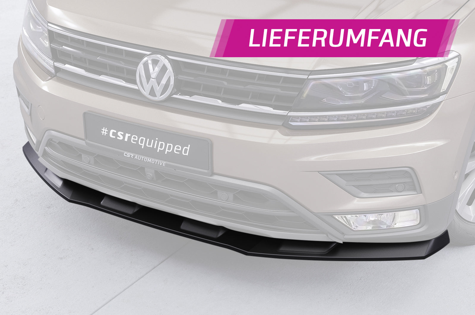 CSR Frontspoiler | Cup-Spoilerlippe mit ABE für VW Tiguan 2 (Typ AD) Basis CSL658-L Unlackiert roh (Lackierung erforderlich)