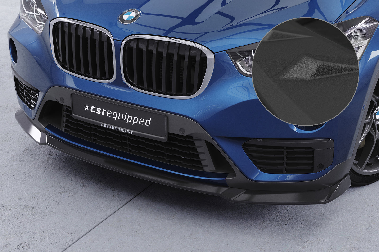 CSR Frontspoiler | Cup-Spoilerlippe mit ABE für BMW X1 (F48) CSL659-S Strukturiert schwarz matt (keine Lackierung erforderlich)