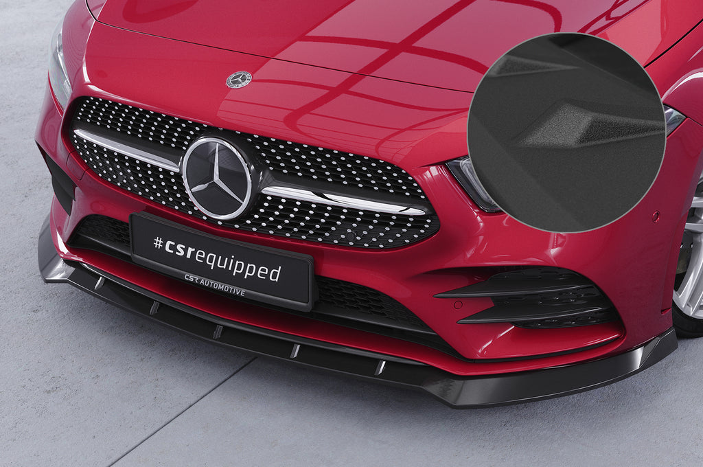 CSR Frontspoiler | Cup-Spoilerlippe mit ABE für Mercedes-Benz A-Klasse 177 A35 AMG/AMG-Line CSL660-S Strukturiert schwarz matt (keine Lackierung erforderlich)