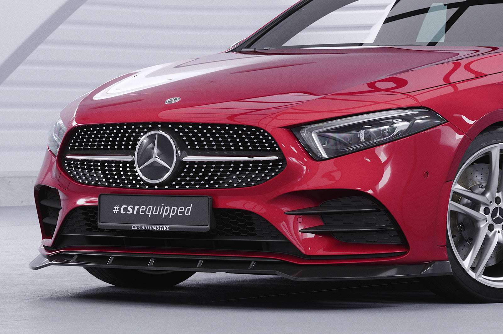 CSR Frontspoiler | Cup-Spoilerlippe mit ABE für Mercedes-Benz A-Klasse 177 A35 AMG/AMG-Line CSL660-S Strukturiert schwarz matt (keine Lackierung erforderlich)