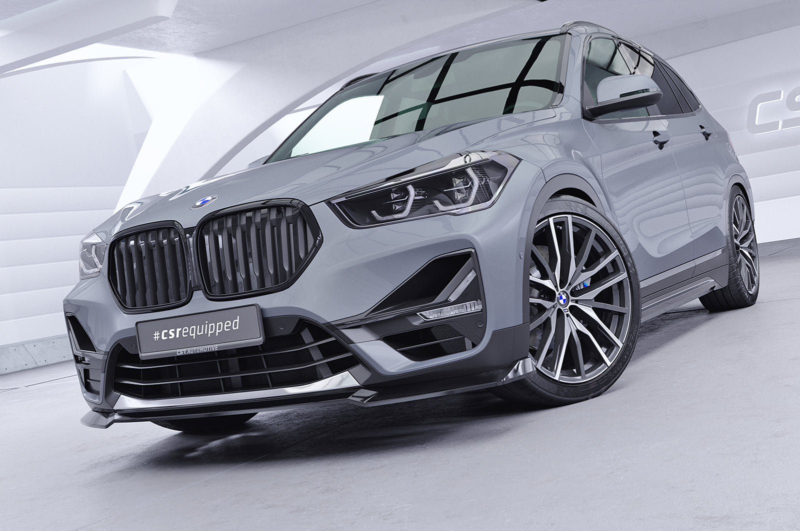 CSR Frontspoiler | Cup-Spoilerlippe mit ABE für BMW  X1 (F48) CSL662-L Unlackiert roh (Lackierung erforderlich)