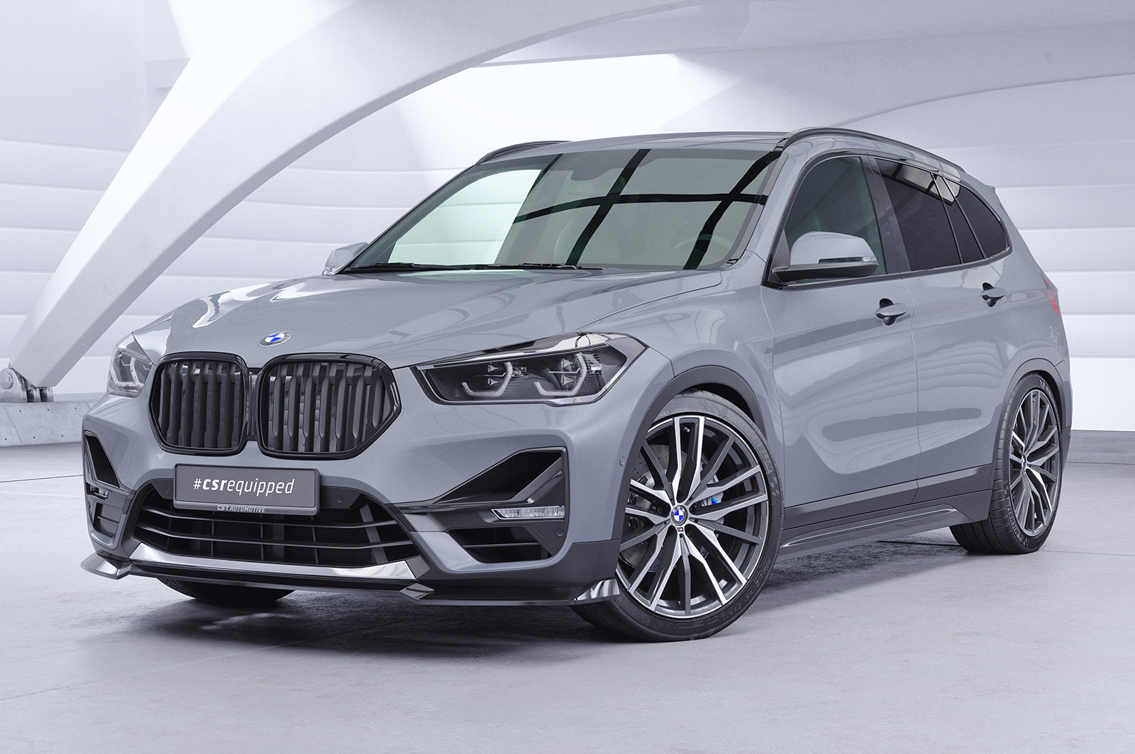 CSR Frontspoiler | Cup-Spoilerlippe mit ABE für BMW  X1 (F48) CSL662-C Carbon Look Hochglanz (keine Lackierung erforderlich)