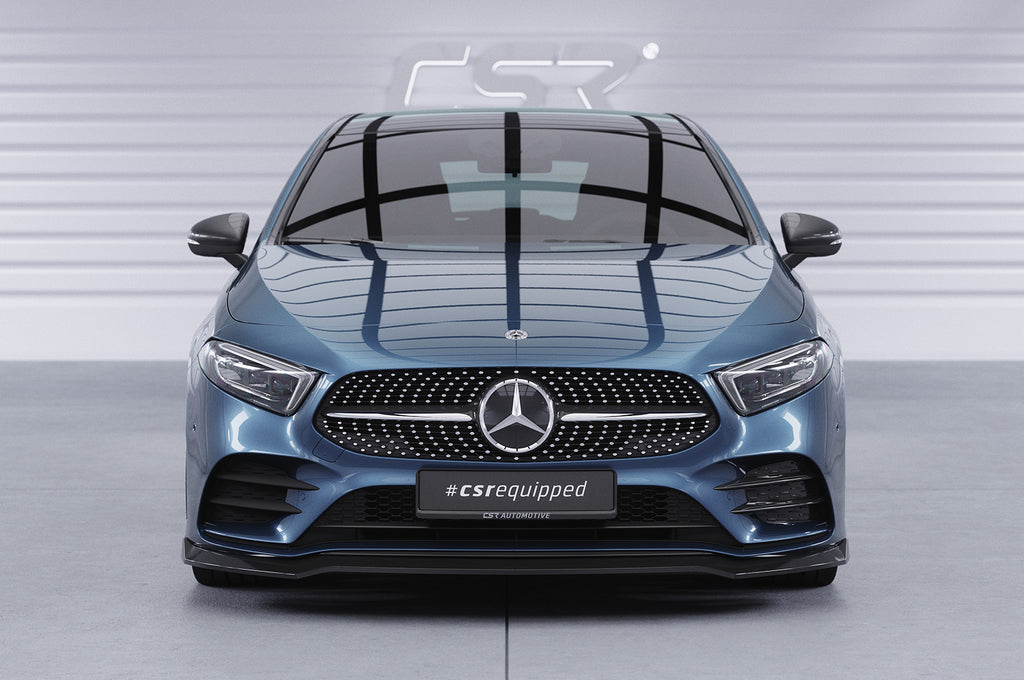 CSR Frontspoiler | Cup-Spoilerlippe mit ABE für Mercedes-Benz A-Klasse 177 A35 AMG/AMG-Line CSL664-C Carbon Look Hochglanz (keine Lackierung erforderlich)