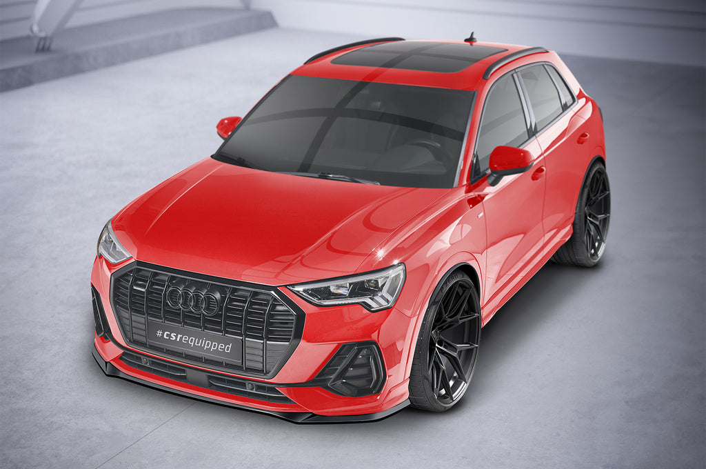 CSR Frontspoiler | Cup-Spoilerlippe mit ABE für Audi Q3 (F3) S-Line CSL665-C Carbon Look Hochglanz (keine Lackierung erforderlich)