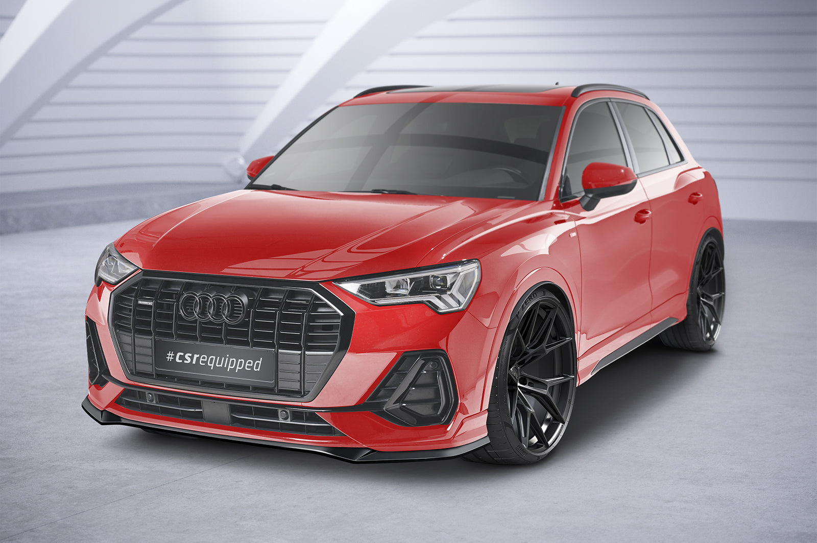 CSR Frontspoiler | Cup-Spoilerlippe mit ABE für Audi Q3 (F3) S-Line CSL665-S Strukturiert schwarz matt (keine Lackierung erforderlich)