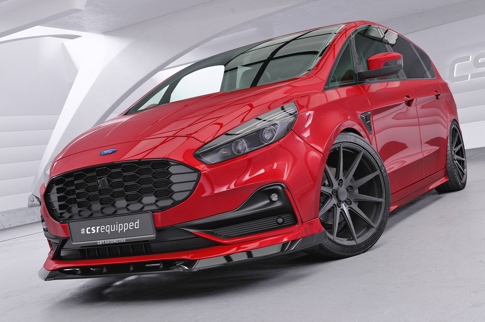 CSR Frontspoiler | Cup-Spoilerlippe mit ABE für Ford S-Max MK2 CSL666-G Glossy schwarz Hochglanz (keine Lackierung erforderlich)
