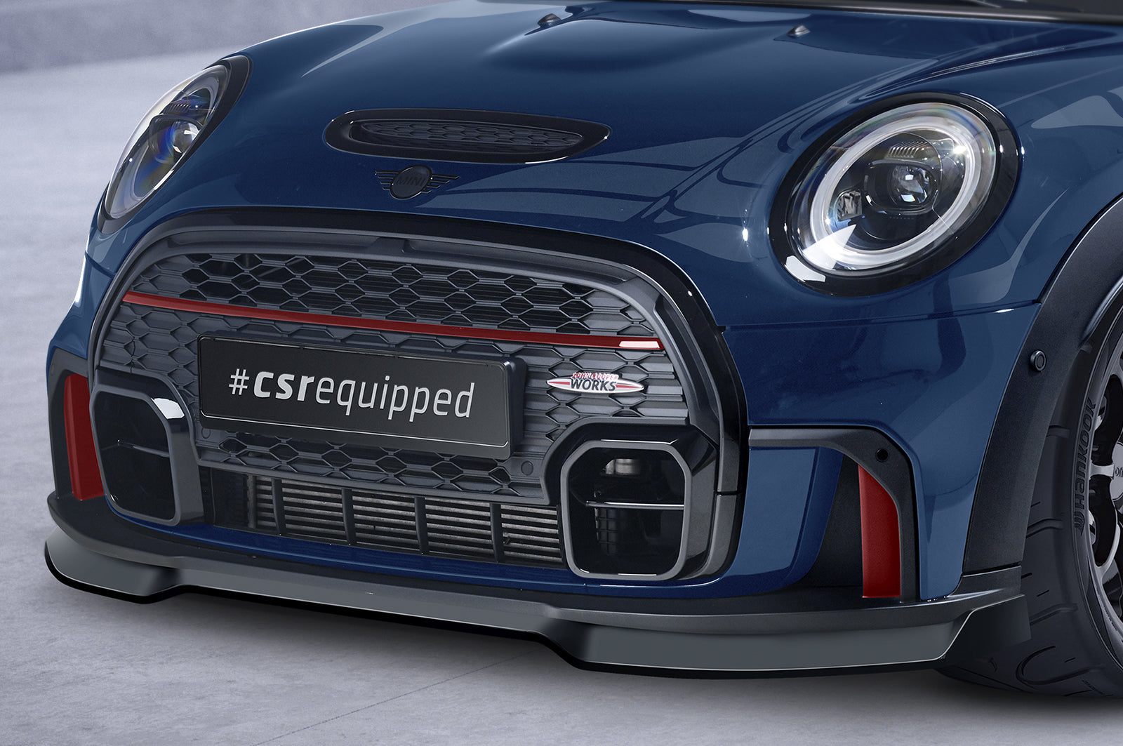 CSR Frontspoiler | Cup-Spoilerlippe mit ABE für Mini F55, F56, F57 JCW-Trim CSL673-L Unlackiert roh (Lackierung erforderlich)
