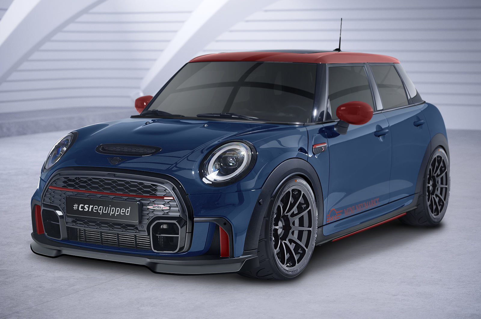 CSR Frontspoiler | Cup-Spoilerlippe mit ABE für Mini F55, F56, F57 JCW-Trim CSL673-L Unlackiert roh (Lackierung erforderlich)