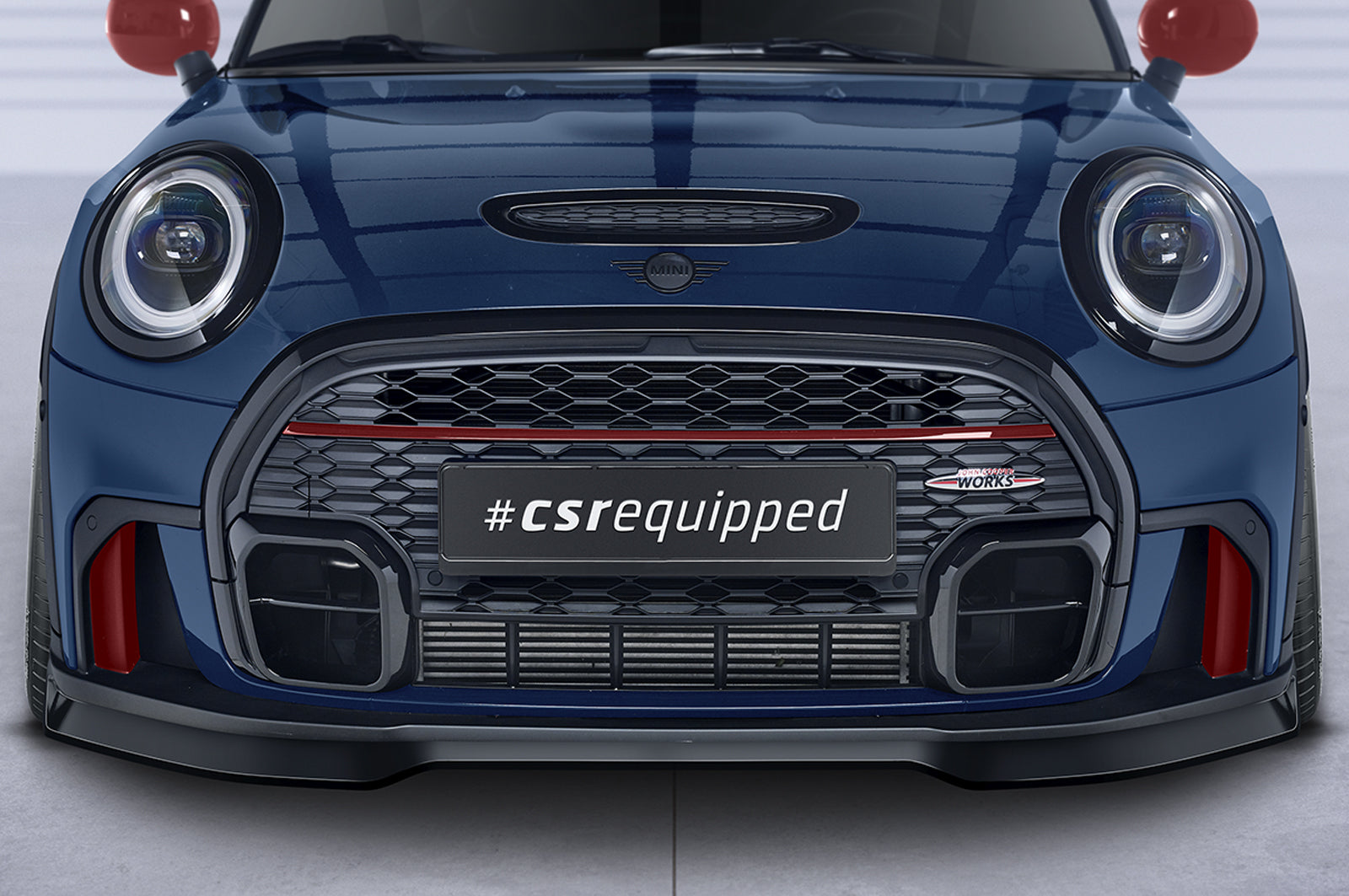 CSR Frontspoiler | Cup-Spoilerlippe mit ABE für Mini F55, F56, F57 JCW-Trim CSL673-L Unlackiert roh (Lackierung erforderlich)