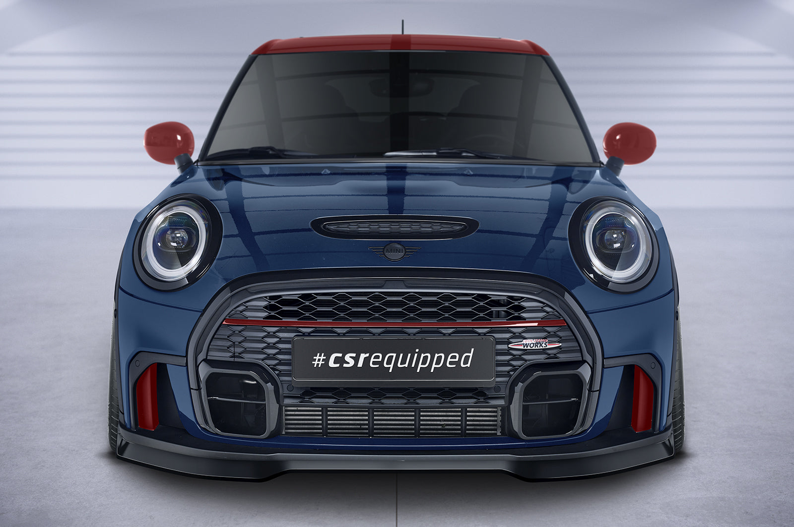 CSR Frontspoiler | Cup-Spoilerlippe mit ABE für Mini F55, F56, F57 JCW-Trim CSL673-G Glossy schwarz Hochglanz (keine Lackierung erforderlich)