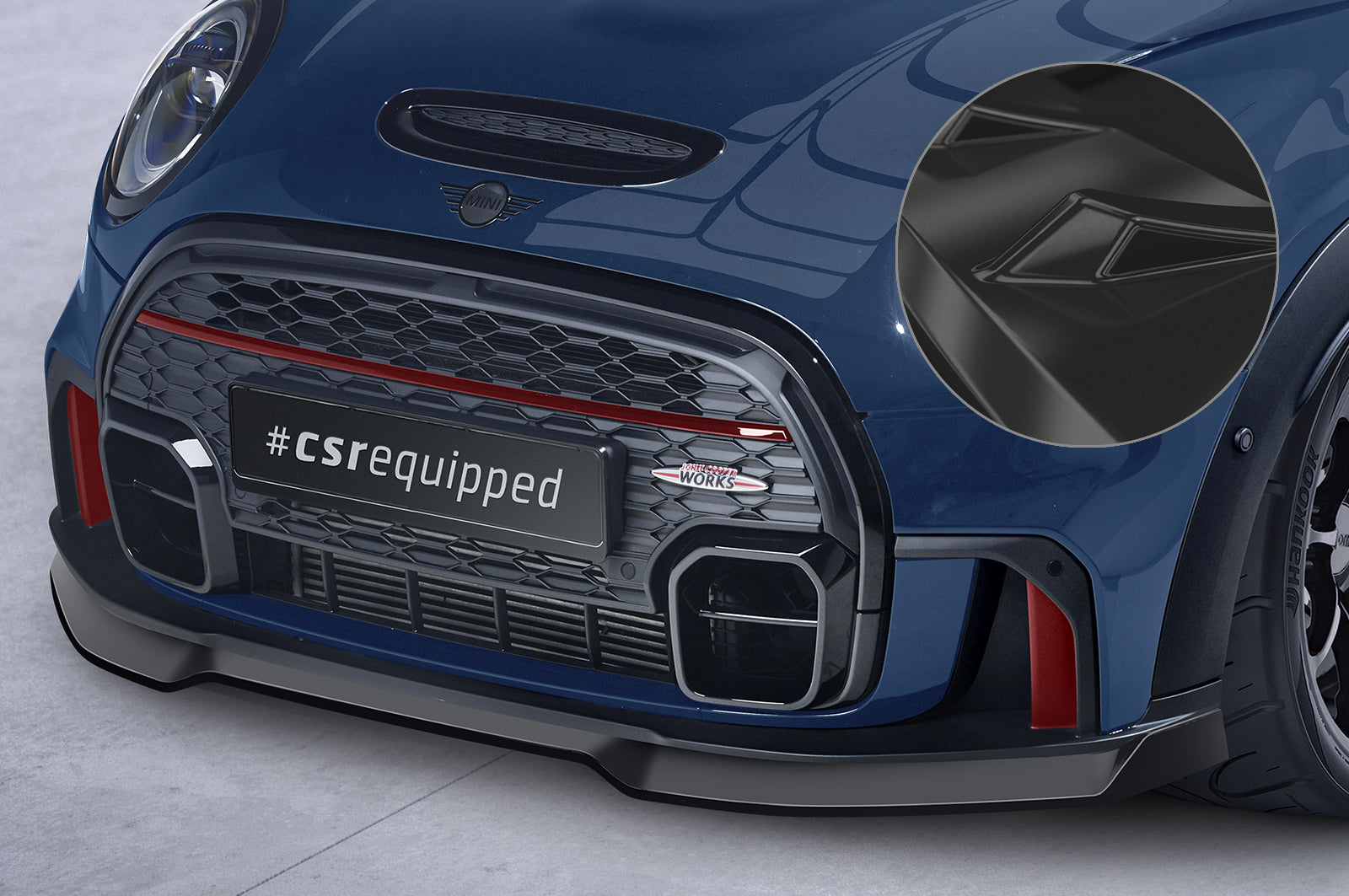 CSR Frontspoiler | Cup-Spoilerlippe mit ABE für Mini F55, F56, F57 JCW-Trim CSL673-G Glossy schwarz Hochglanz (keine Lackierung erforderlich)