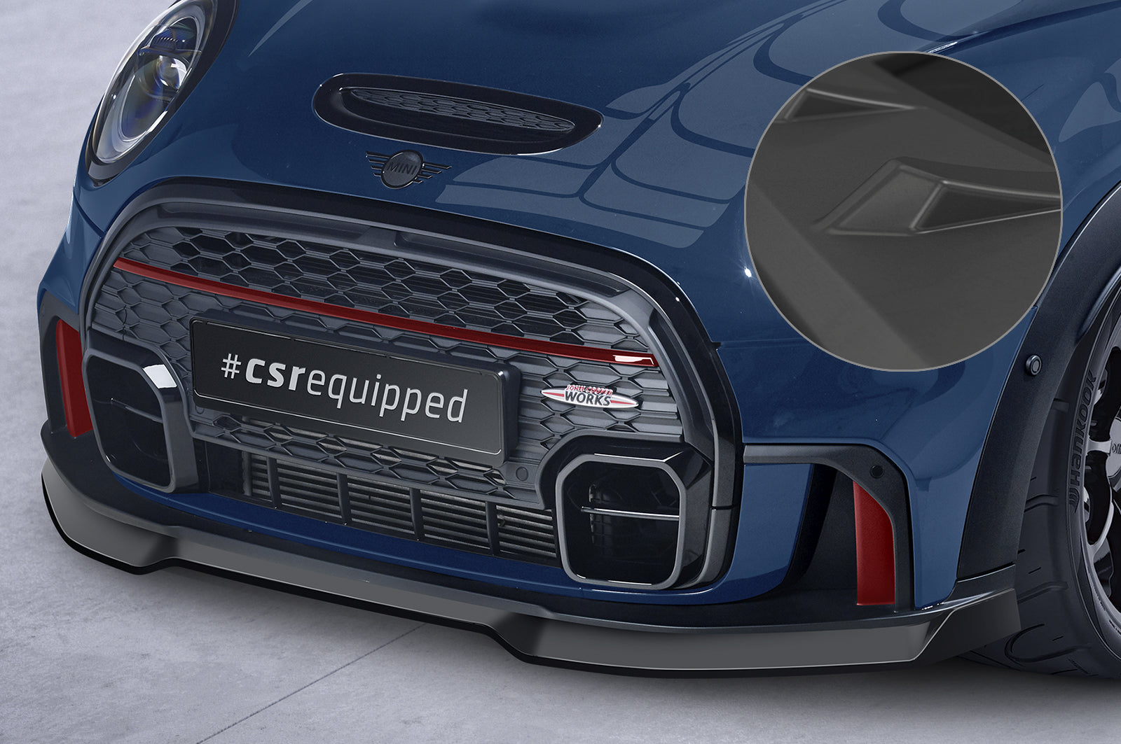 CSR Frontspoiler | Cup-Spoilerlippe mit ABE für Mini F55, F56, F57 JCW-Trim CSL673-L Unlackiert roh (Lackierung erforderlich)
