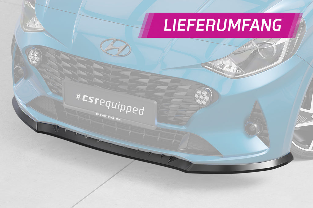CSR Frontspoiler | Cup-Spoilerlippe mit ABE für Hyundai I10 (3. Gen) CSL687-S Strukturiert schwarz matt (keine Lackierung erforderlich)
