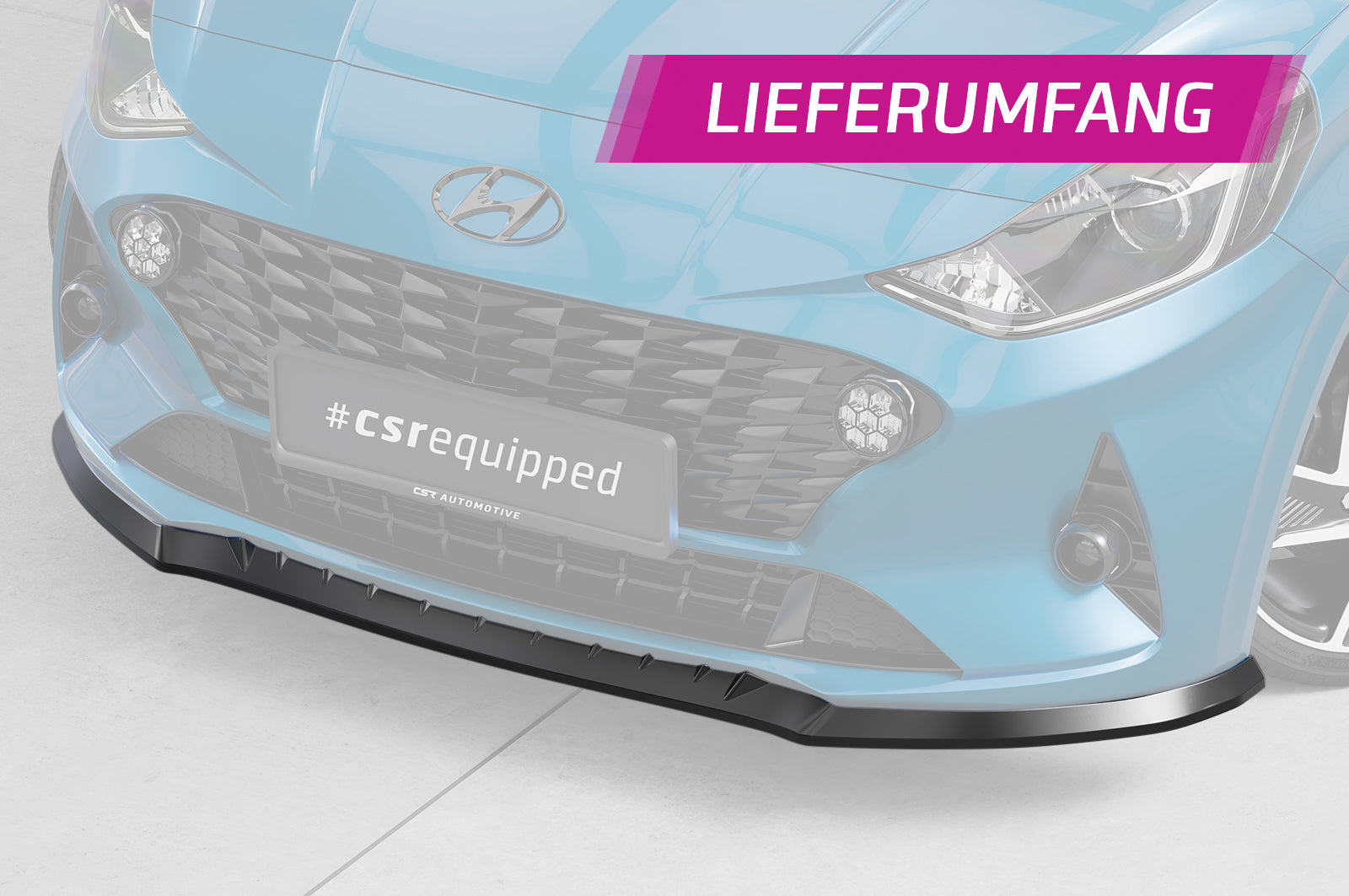 CSR Frontspoiler | Cup-Spoilerlippe mit ABE für Hyundai I10 (3. Gen) CSL687-S Strukturiert schwarz matt (keine Lackierung erforderlich)