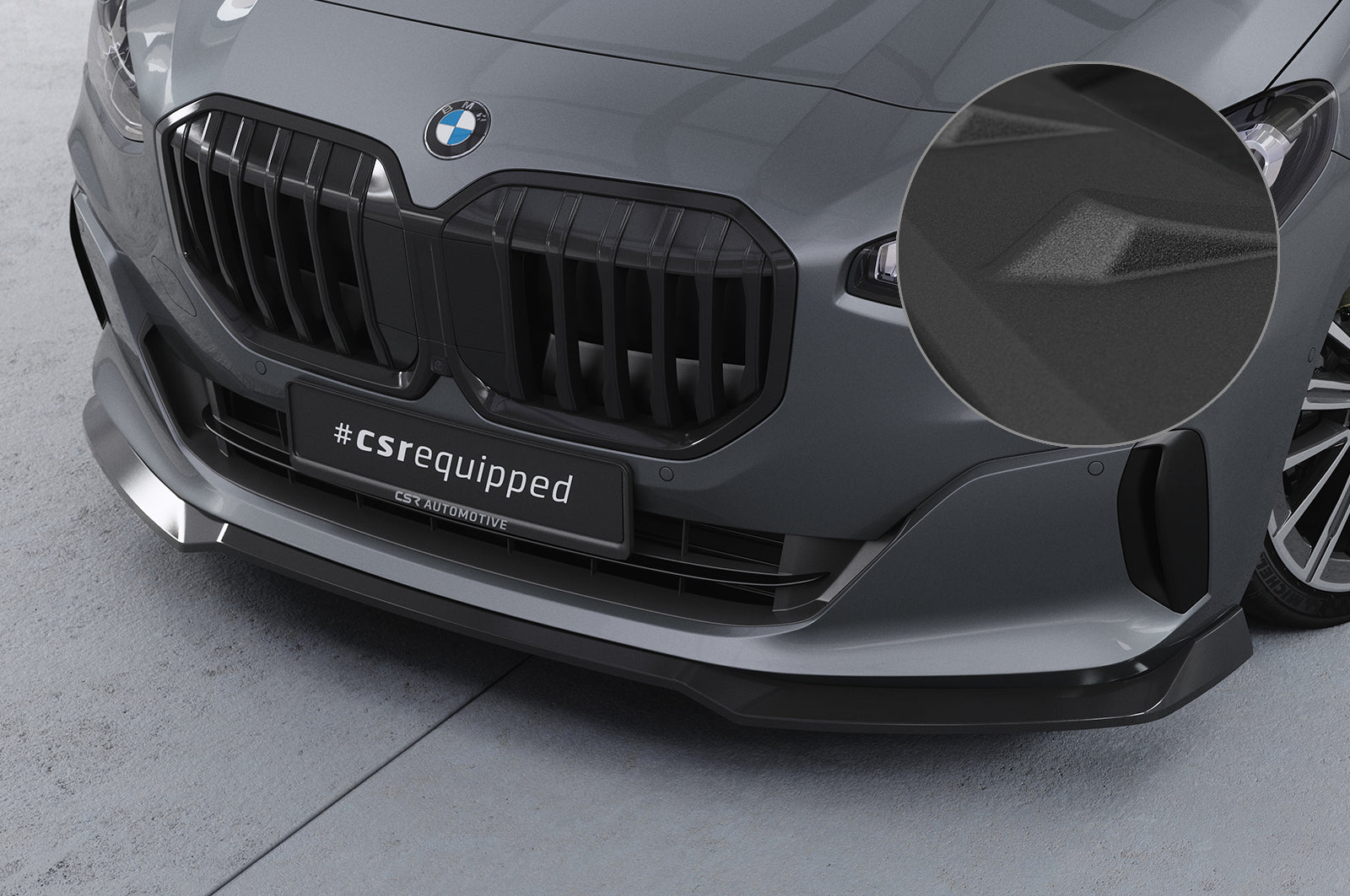 CSR Frontspoiler | Cup-Spoilerlippe mit ABE für BMW 2er (U06) Active Tourer CSL690-S Strukturiert schwarz matt (keine Lackierung erforderlich)